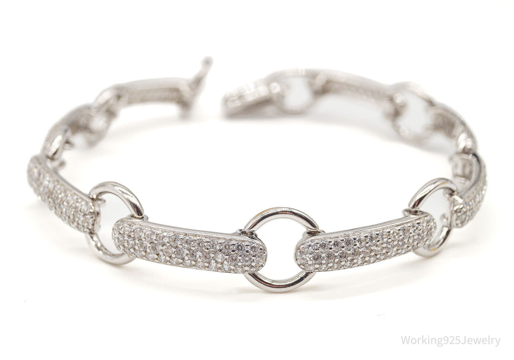 Vintage Designer Cubic Zirconia Open Link Sterling Silver Bracelet | Jewelry > Bracelets | Wiccan Center