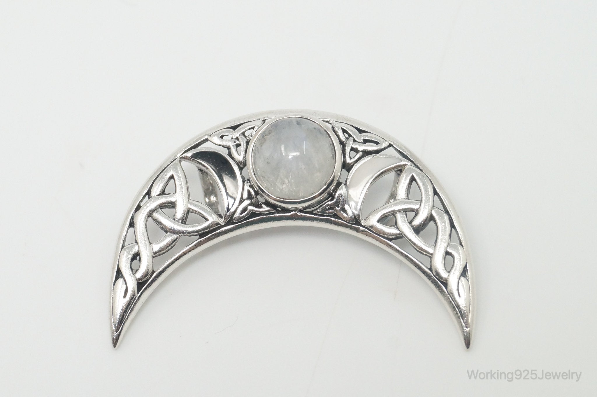 Vintage Designer Moonstone Celtic Sterling Silver Necklace Pendant | Jewelry > Necklaces > Pendants | Wiccan Center