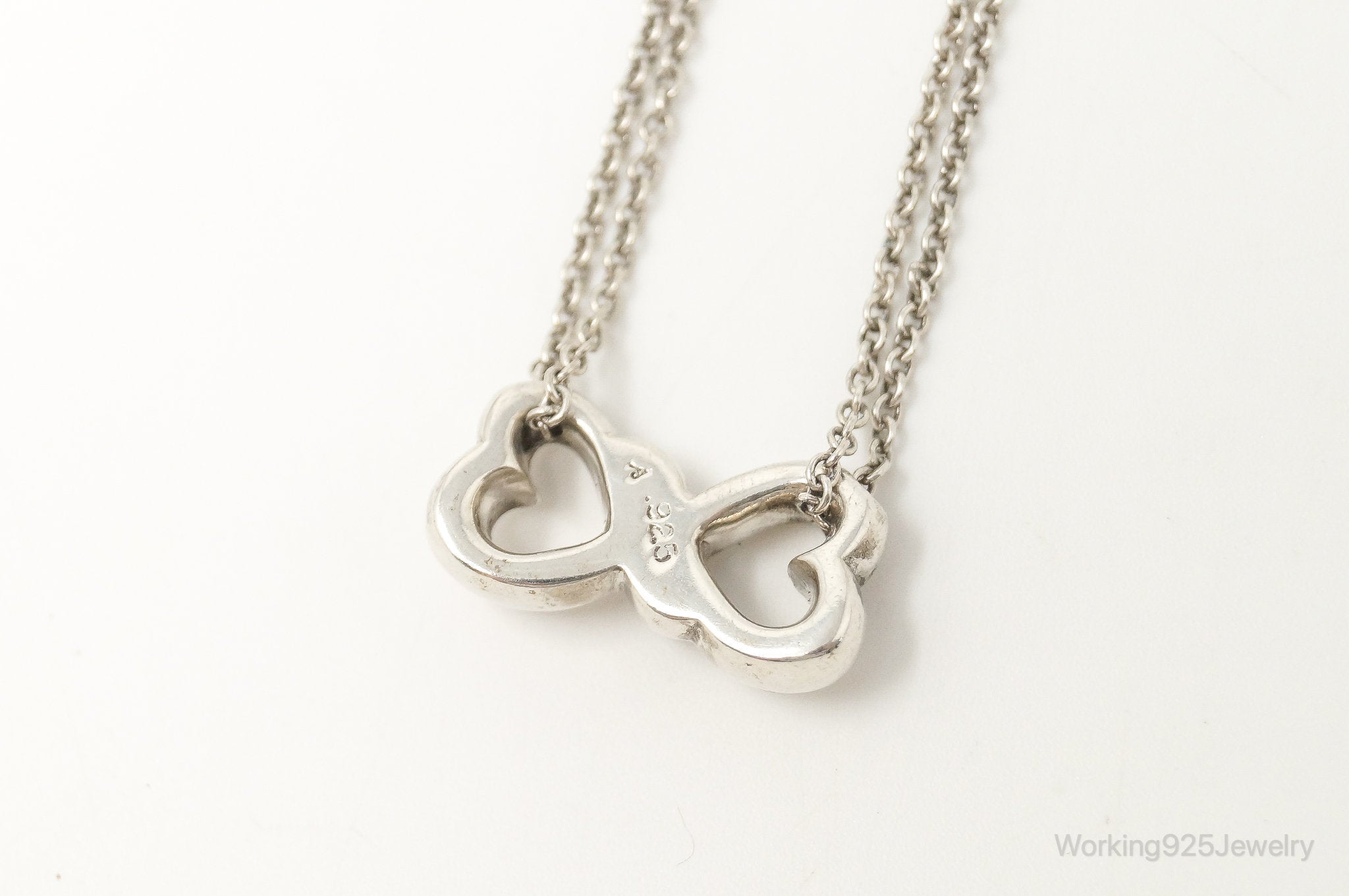 Vintage Open Linked Hearts Lovers Infinity Sterling Silver Necklace | Jewelry > Necklaces > Pendants | Wiccan Center