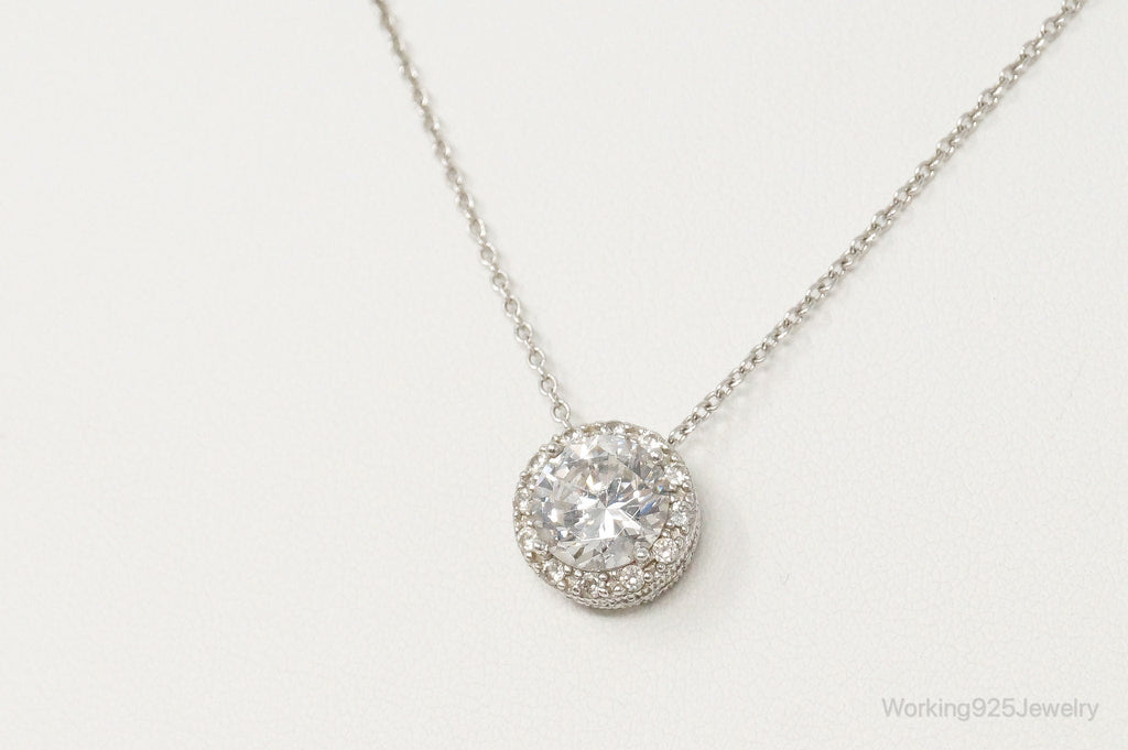 Vintage Large Cubic Zirconia Sterling Silver Necklace | Jewelry > Necklaces > Pendants | Wiccan Center