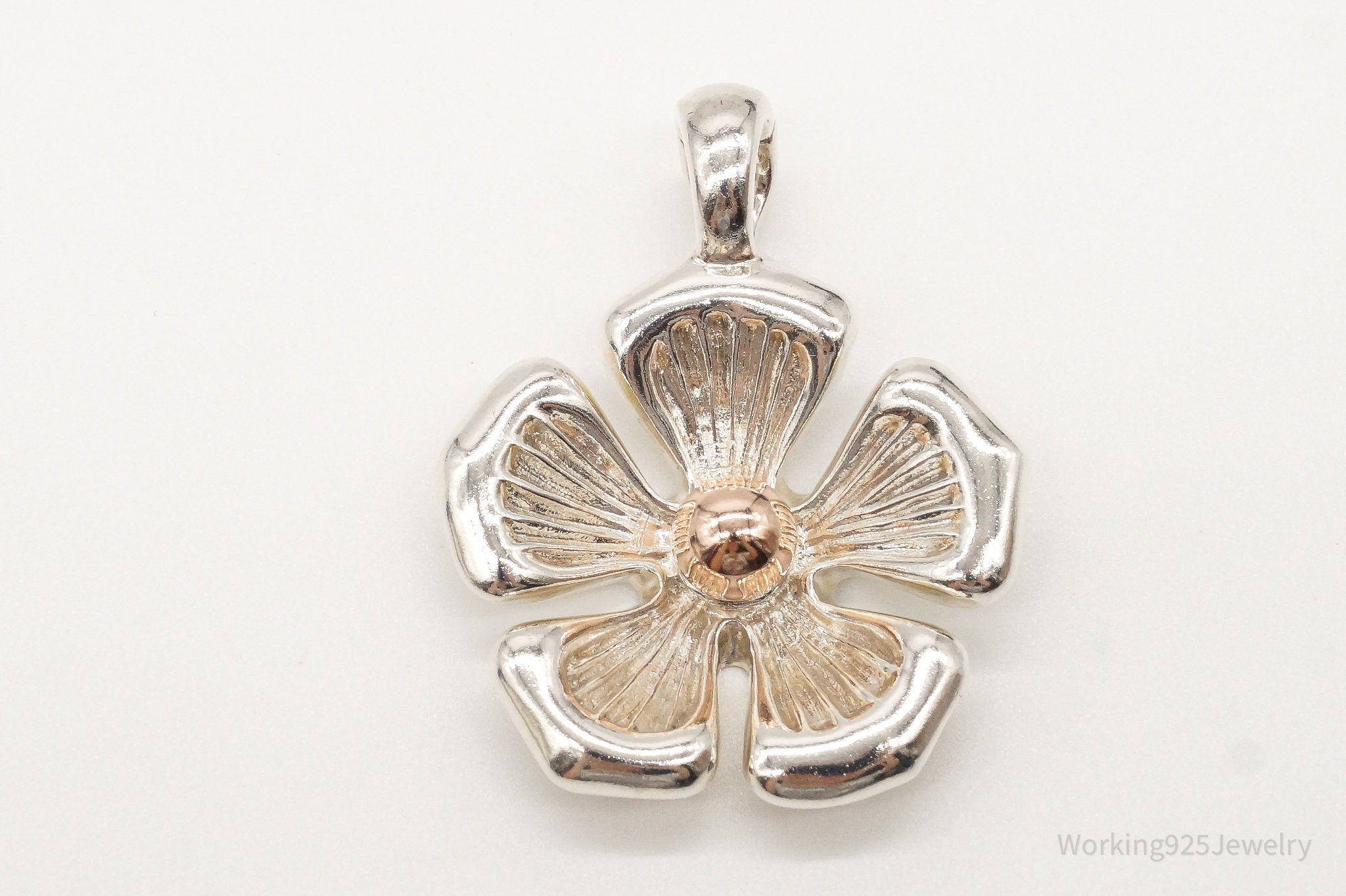 Vintage Large Espo 14K Gold Sterling Silver Quote Flower Pendant | Jewelry > Necklaces > Pendants | Wiccan Center