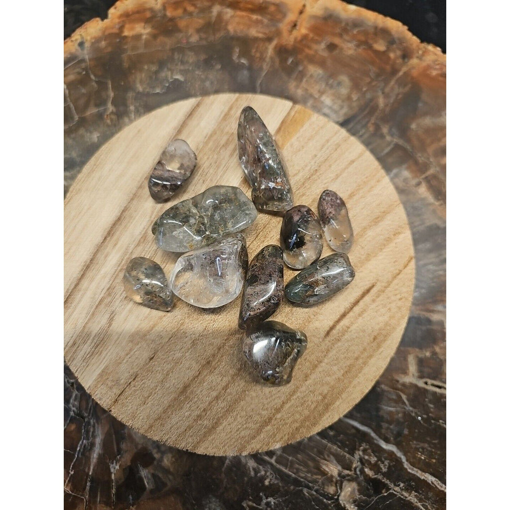 Phantom Ghost Clear Quartz Tumbled Stones — 10-Piece Set, Brazil | CrystalCloud Company