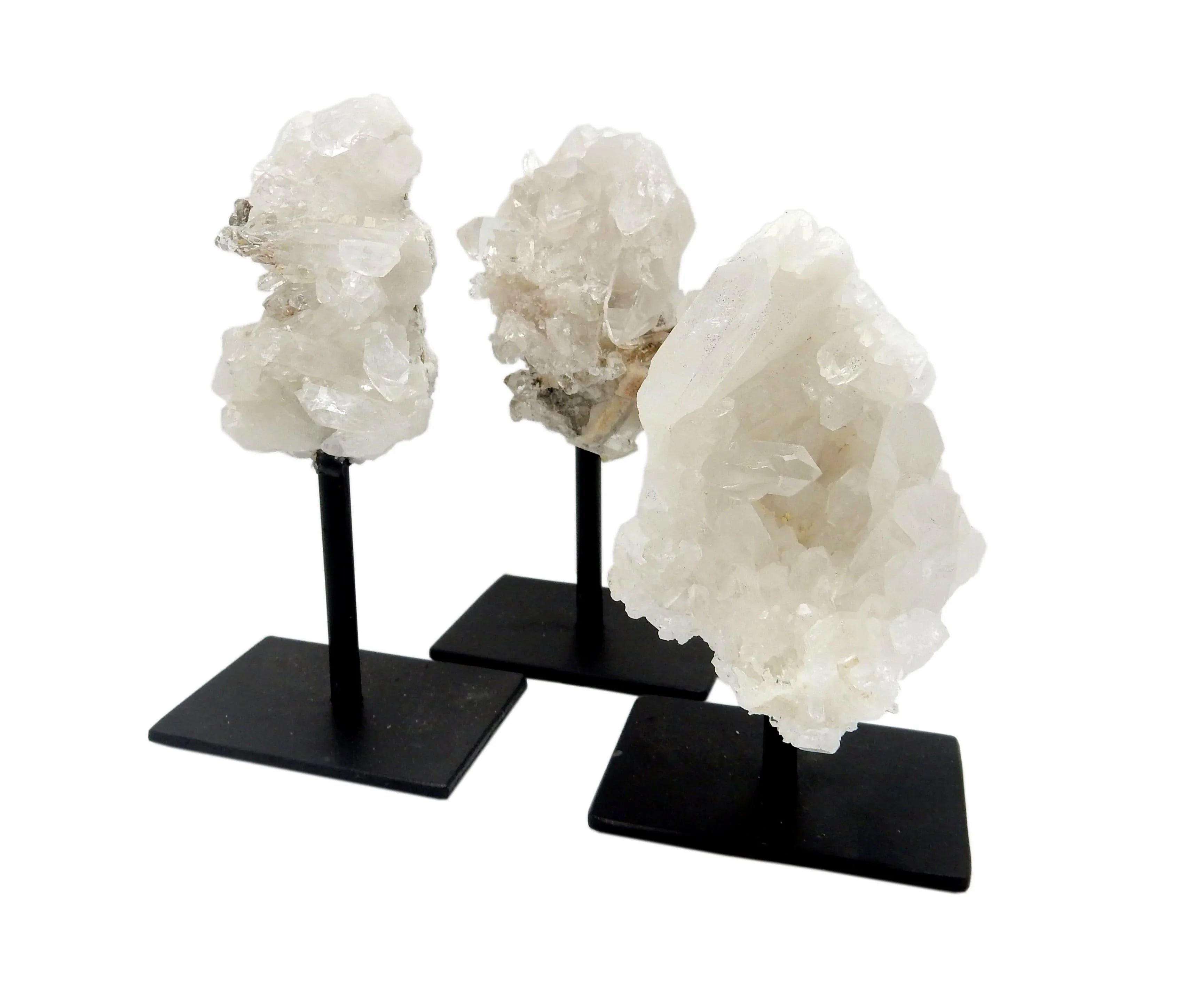 Crystal Quartz Cluster on Metal Stand