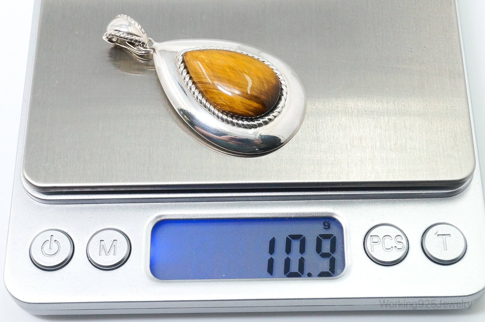 Vintage Large Tigers Eye Southwestern Style Sterling Silver Pendant | Jewelry > Necklaces > Pendants | Wiccan Center