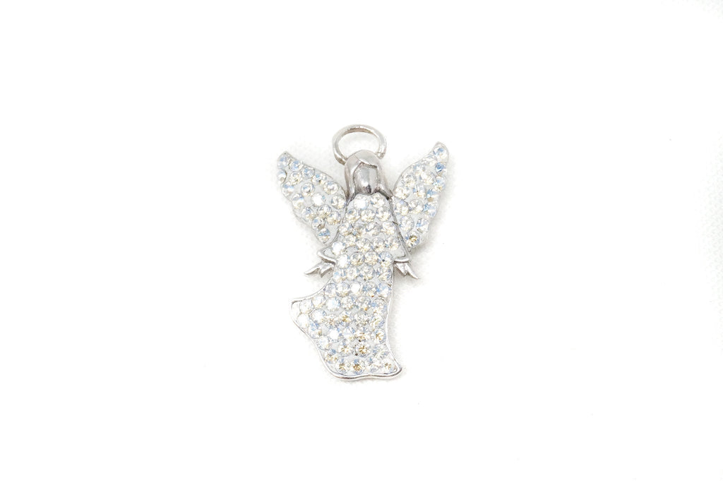Vintage Guardian Angel Rhinestone Sterling Silver Necklace Pendant | Jewelry > Necklaces > Pendants | Wiccan Center