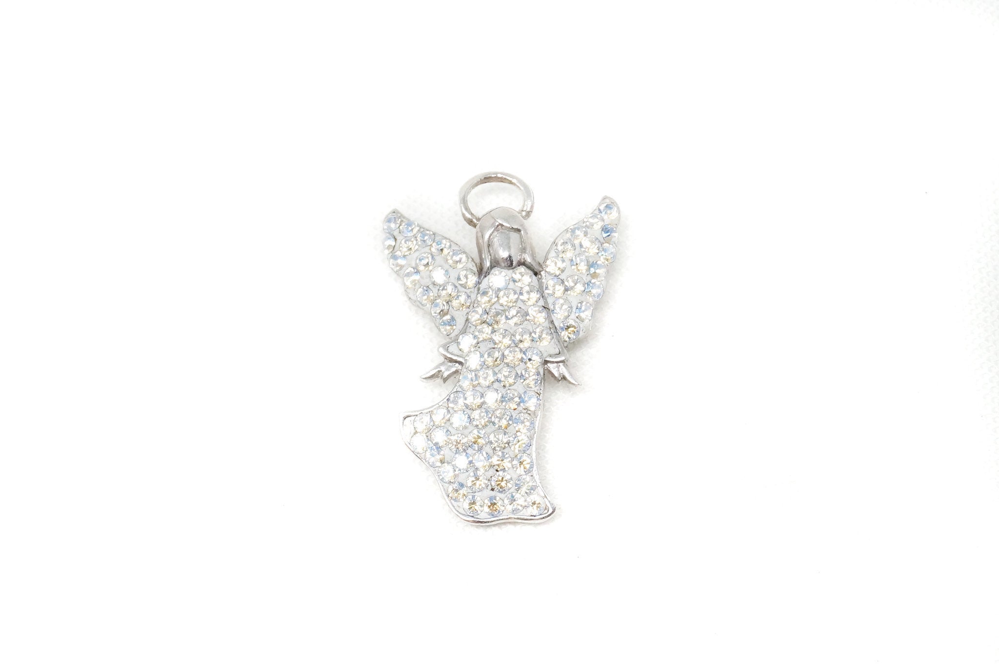 Vintage Guardian Angel Rhinestone Sterling Silver Necklace Pendant | Jewelry > Necklaces > Pendants | Wiccan Center