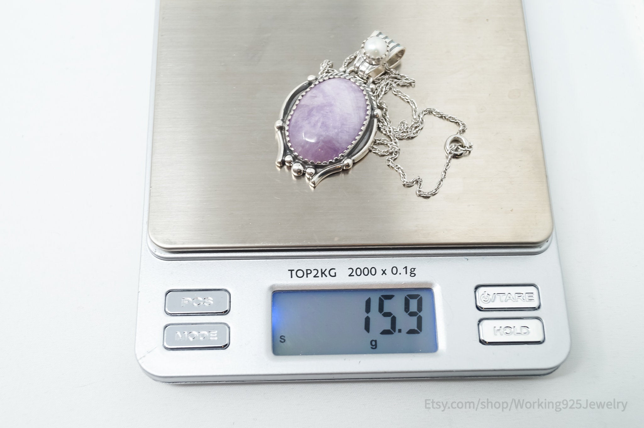 Vintage Southwestern Charoite Pearl Sterling Silver Necklace | Jewelry > Necklaces > Pendants | Wiccan Center