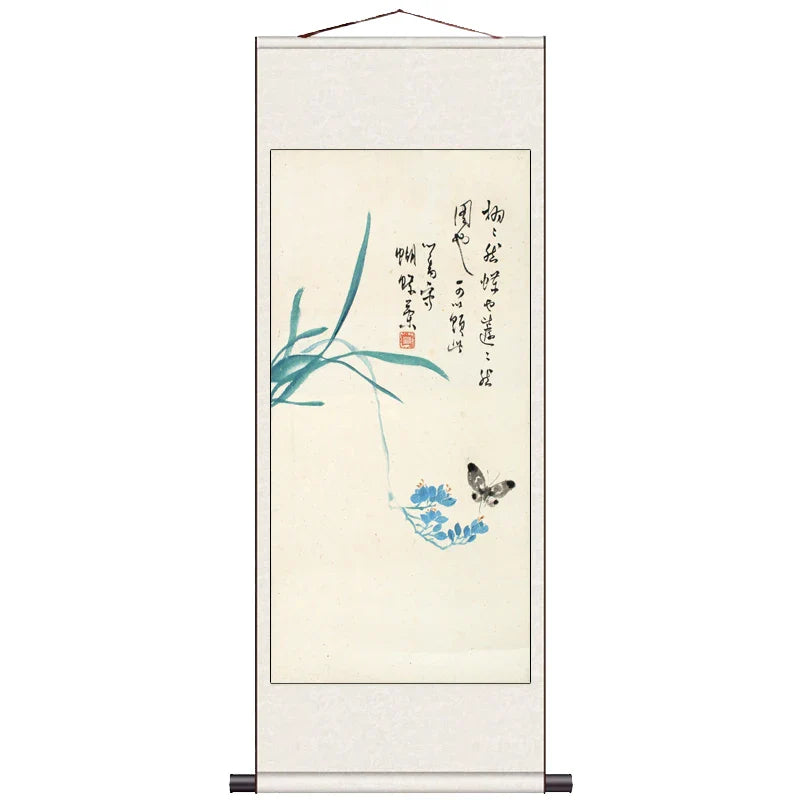 Peach Blossom Double Swallow Decorative Calligraphy and Painting Silk Gift Room Decor Aesthetic Wall Art Home Decor