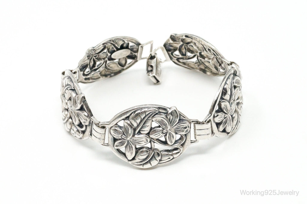 Vintage Designer Danecraft Floral Panels Sterling Silver Bracelet | Jewelry > Bracelets | Wiccan Center