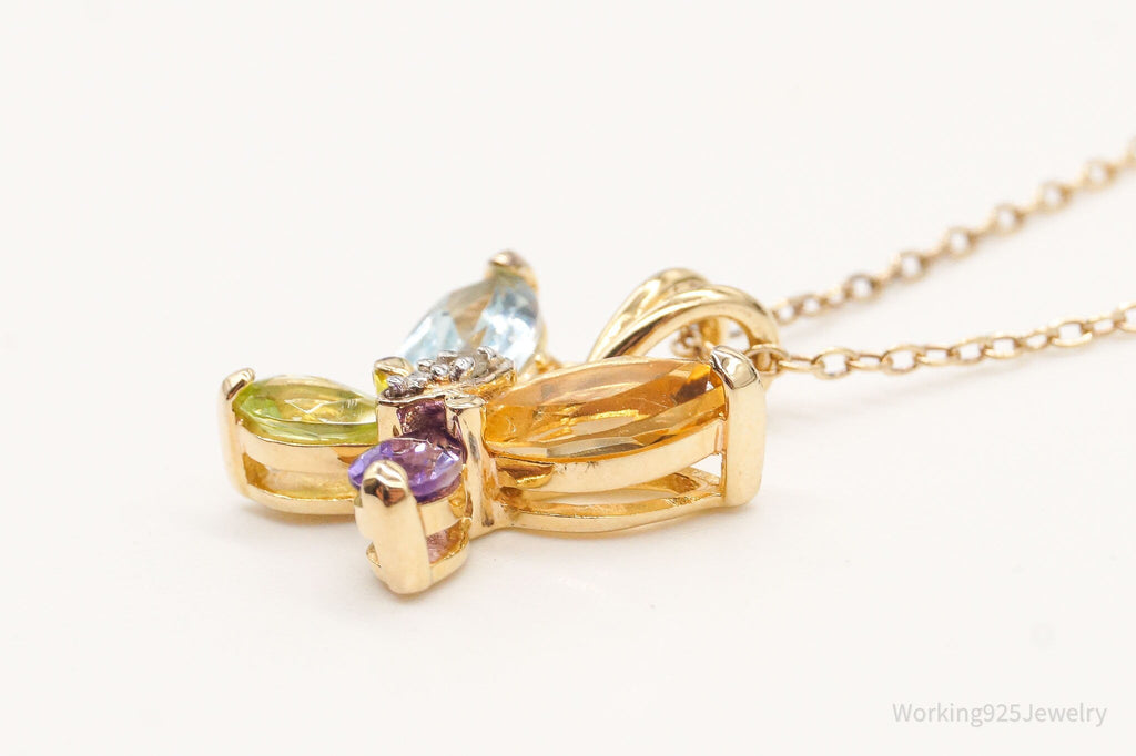 Ross Simons Multi Gemstone Butterfly Gold Vermeil Sterling Silver Necklace | Jewelry > Necklaces > Pendants | Wiccan Center