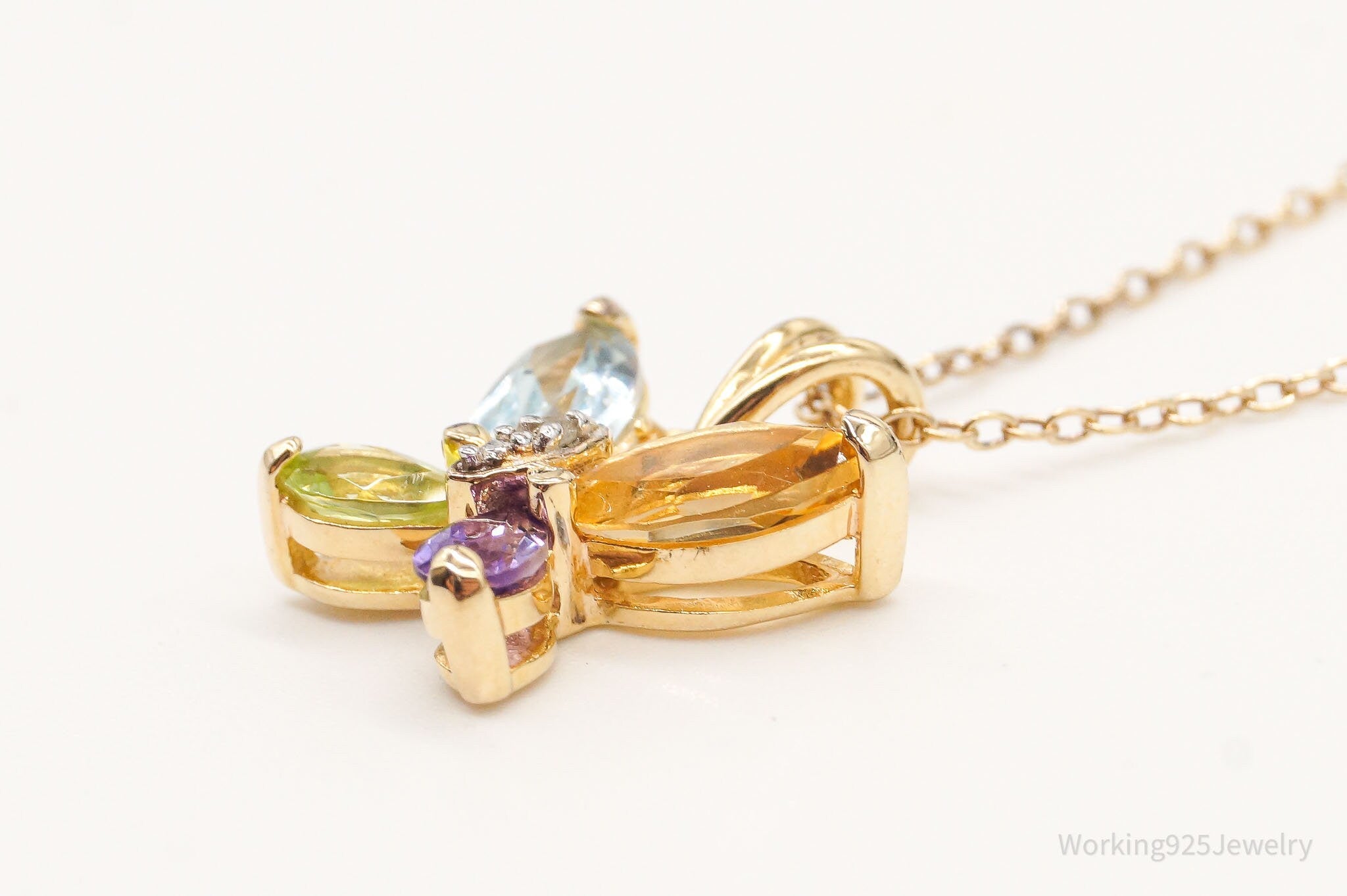 Ross Simons Multi Gemstone Butterfly Gold Vermeil Sterling Silver Necklace | Jewelry > Necklaces > Pendants | Wiccan Center