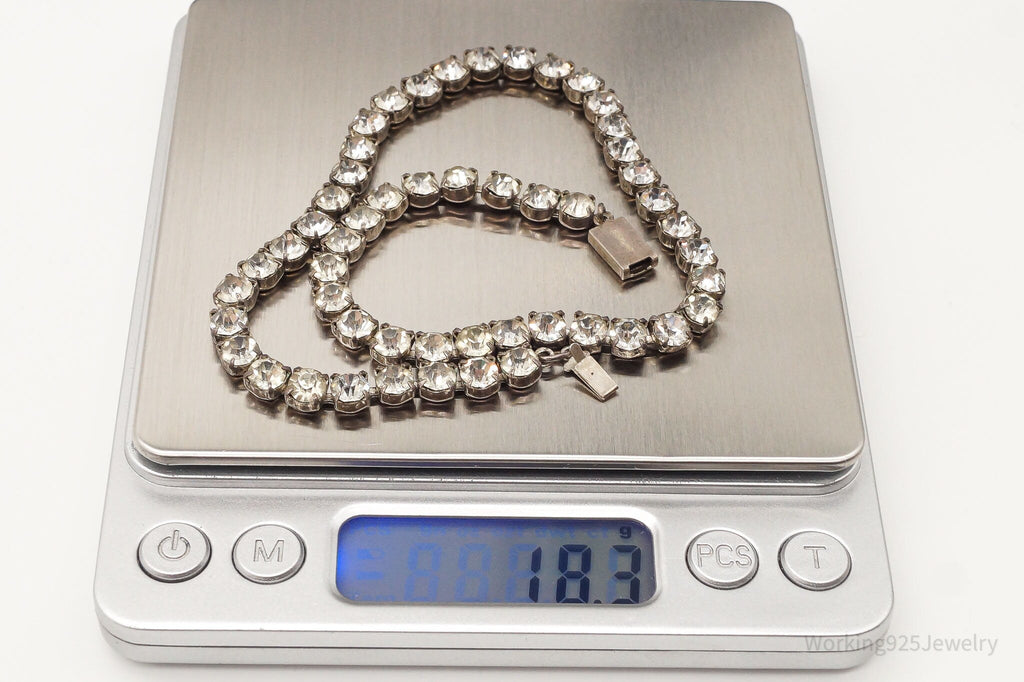 Antique Rhinestone Sterling Silver Necklace 14" | Jewelry > Necklaces > Pendants | Wiccan Center