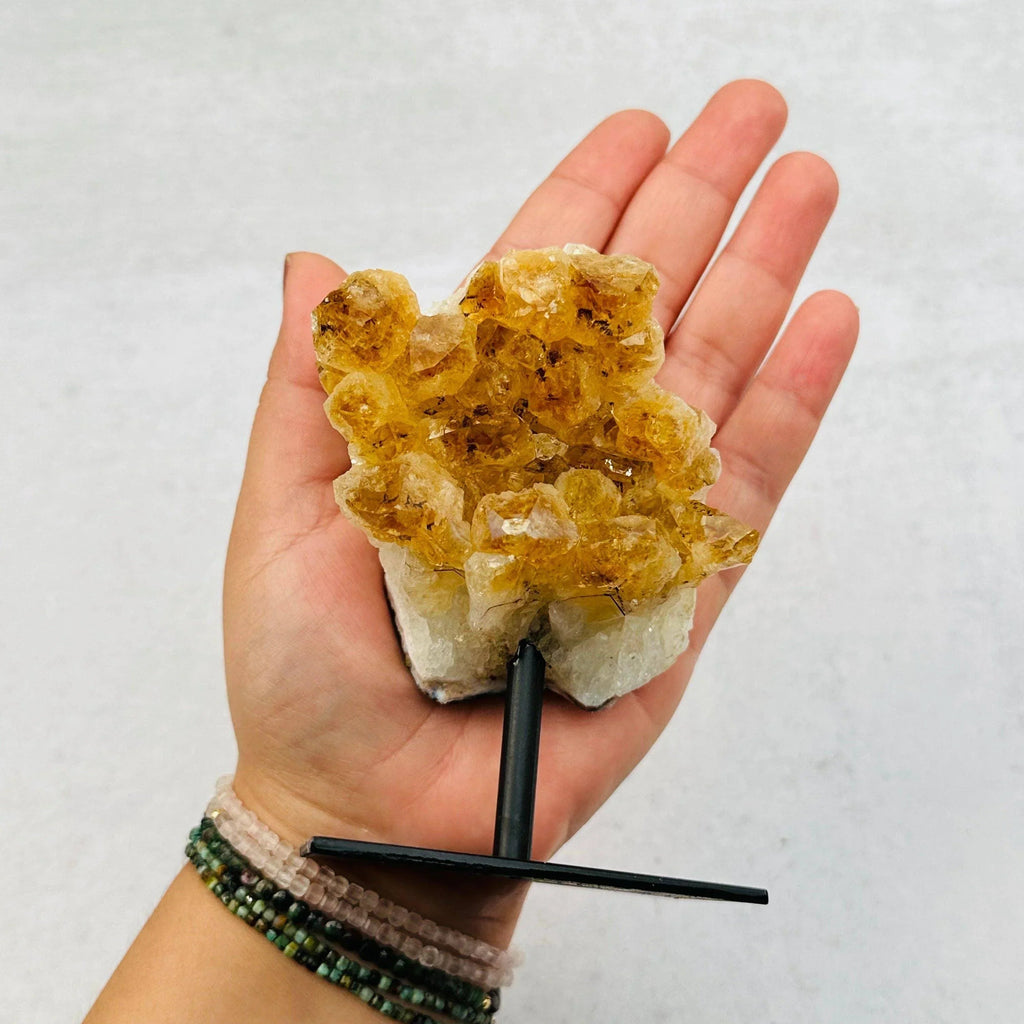 Citrine Cluster on Metal Stand