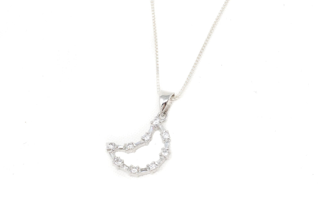 Vintage Cubic Zirconia Moon Lunar Cut Out Sterling Silver Necklace Pendant | Jewelry > Necklaces > Pendants | Wiccan Center