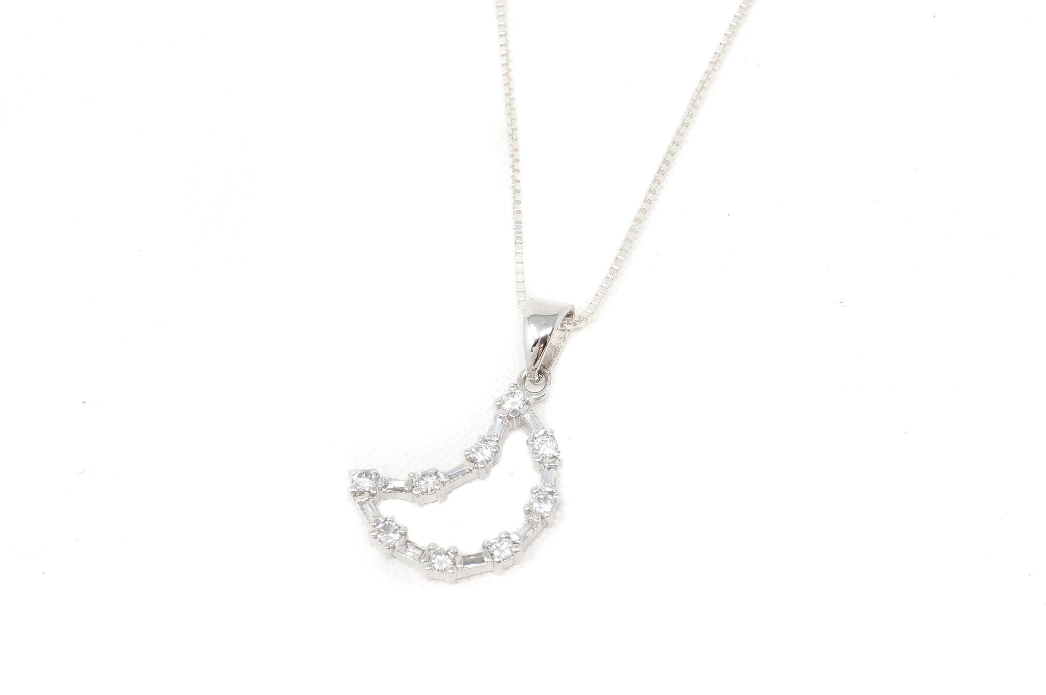 Vintage Cubic Zirconia Moon Lunar Cut Out Sterling Silver Necklace Pendant | Jewelry > Necklaces > Pendants | Wiccan Center