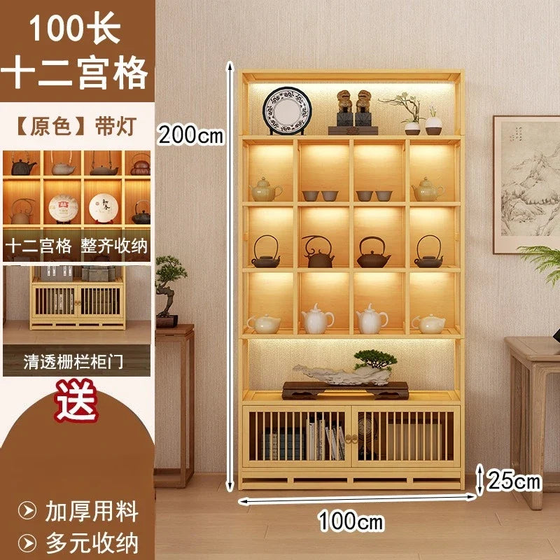 Chinese Duobao Pavilion Bogu Cabinet | Illuminated Tea & Curio Display Shelf | Bogu Racks | Wiccan Center