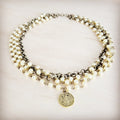 Champagne Pearl Beaded Collar Necklace w/ Pendant 263x | Necklace | Wiccan Center