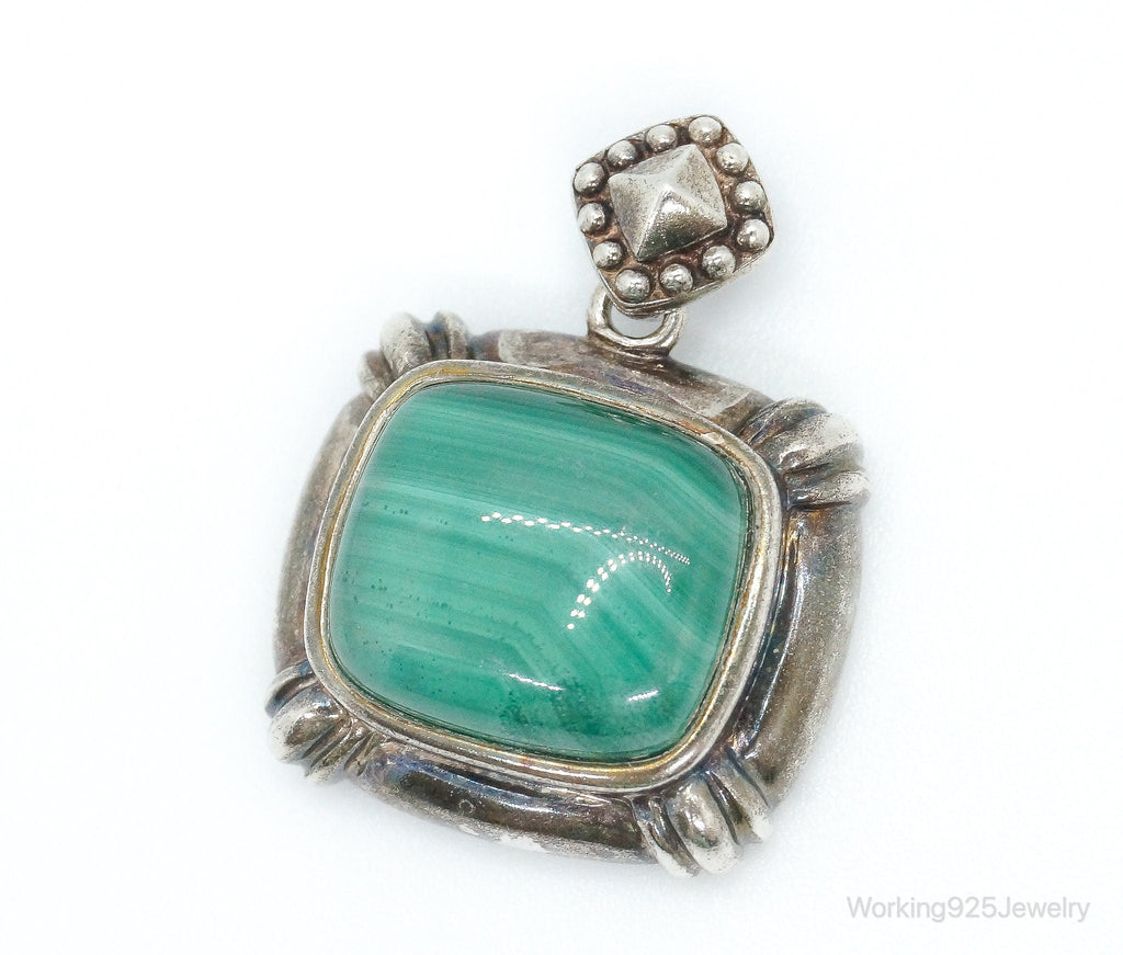 Large Vintage Malachite Sterling Silver Necklace Pendant | Jewelry > Necklaces > Pendants | Wiccan Center