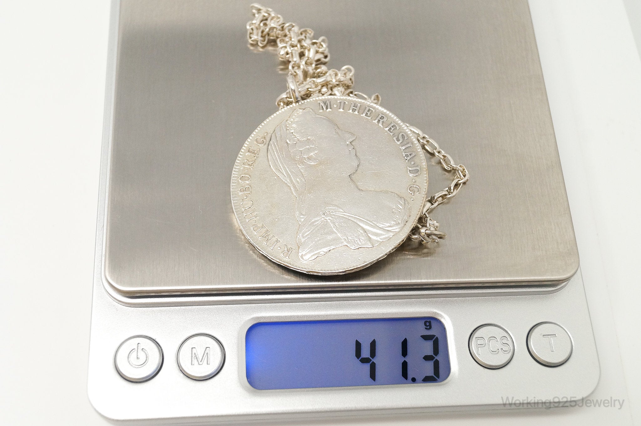 Antique 1780 M. Theresia Austrian Silver Thaler Coin Necklace | Jewelry > Necklaces > Pendants | Wiccan Center
