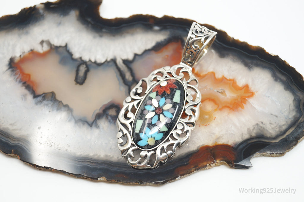 Vintage Carolyn Pollack Relios Multi Gem Flower Sterling Silver Pendant | Jewelry > Necklaces > Pendants | Wiccan Center
