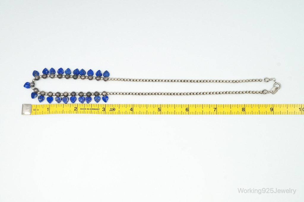 Vintage Native American QT Lapis Lazuli Bead Sterling Silver Necklace | Jewelry > Necklaces | Wiccan Center