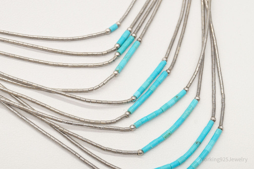 Vintage Native American Turquoise Silver Bead Necklace | Jewelry > Necklaces > Pendants | Wiccan Center