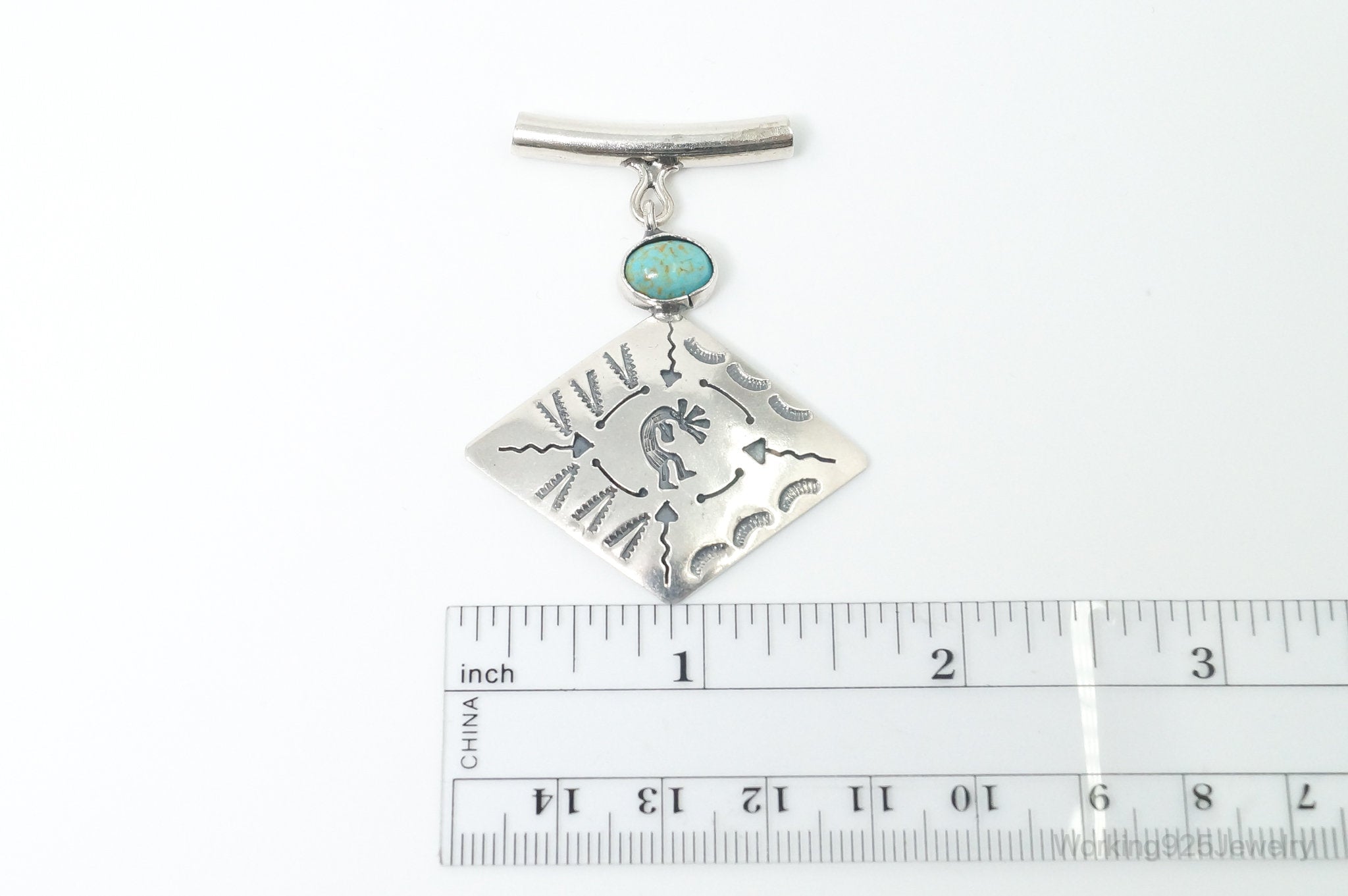 Vintage Mexico Designer Turquoise Southwestern Sterling Silver Pendant | Jewelry > Necklaces > Pendants | Wiccan Center