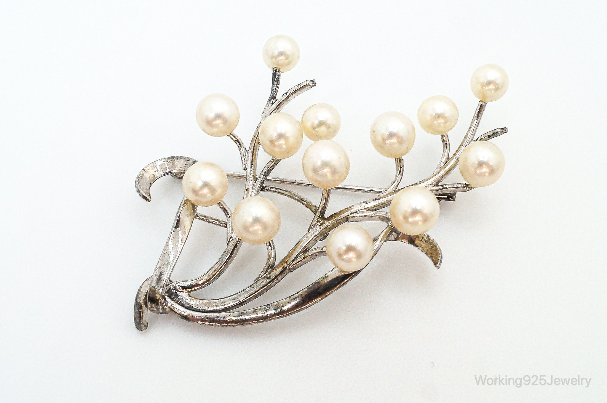 Large Antique Faux Pearl Sterling Silver Brooch Pin | Jewelry > Brooches, Pins & Clips | Wiccan Center