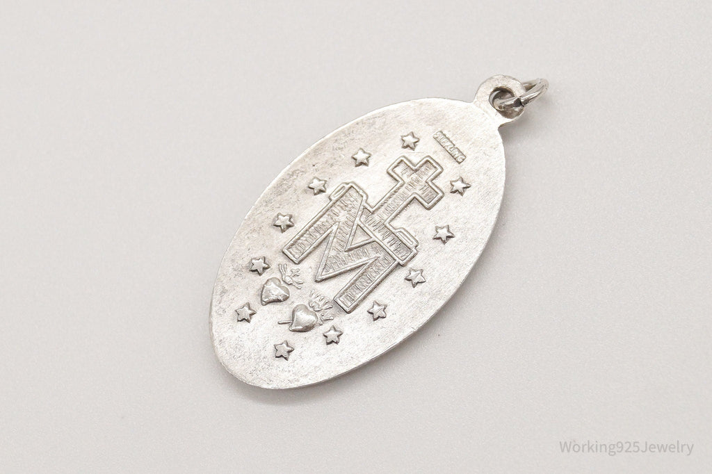 Antique Mary Pray For Us Sterling Silver Pendant | Jewelry > Necklaces > Pendants | Wiccan Center