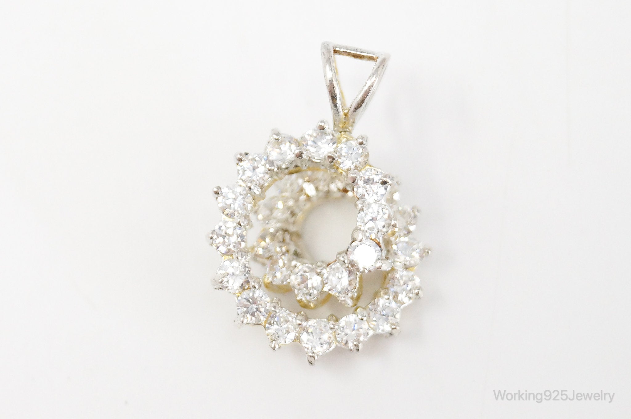 Vintage Art Deco Cubic Zirconia Sterling Silver Necklace Pendant | Jewelry > Necklaces > Pendants | Wiccan Center