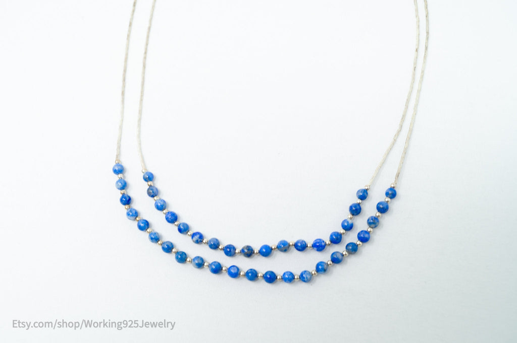 Vtg Designer Carolyn Pollack Relios Lapis Lazuli Bead Sterling Silver Necklace | Jewelry > Necklaces | Wiccan Center