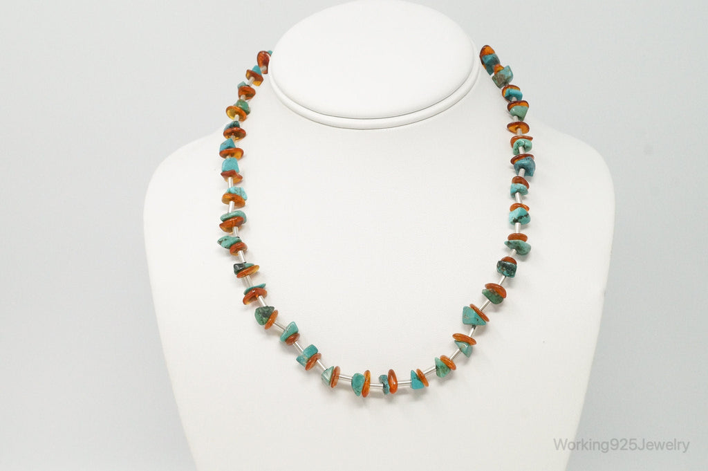 Designer Carolyn Pollack Relios Turquoise Amber Sterling Silver Necklace | Jewelry > Necklaces | Wiccan Center
