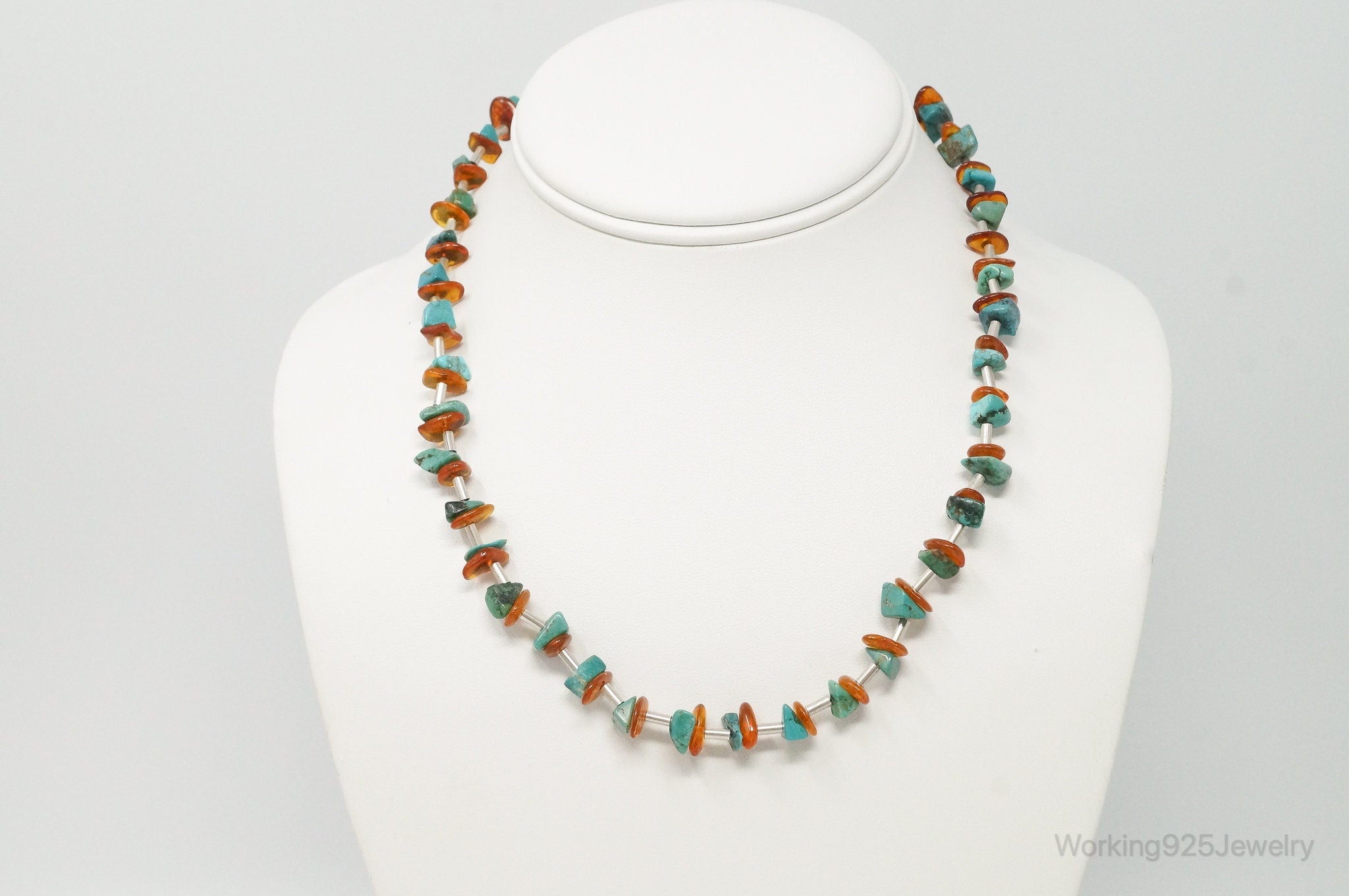 Designer Carolyn Pollack Relios Turquoise Amber Sterling Silver Necklace | Jewelry > Necklaces | Wiccan Center