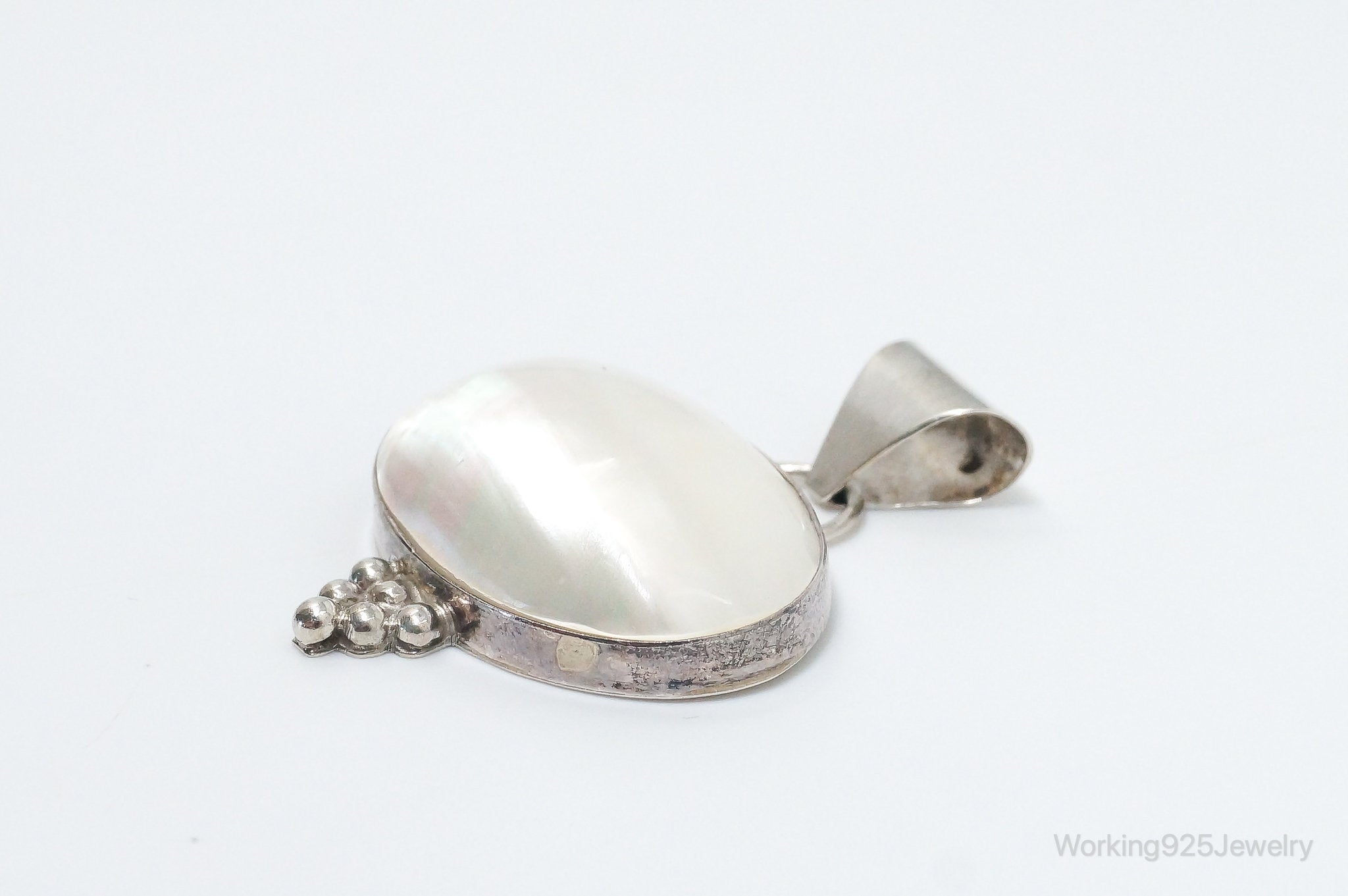 Large Native American Navajo Jason Livingston Pearl Sterling Silver Pendant | Jewelry > Necklaces > Pendants | Wiccan Center