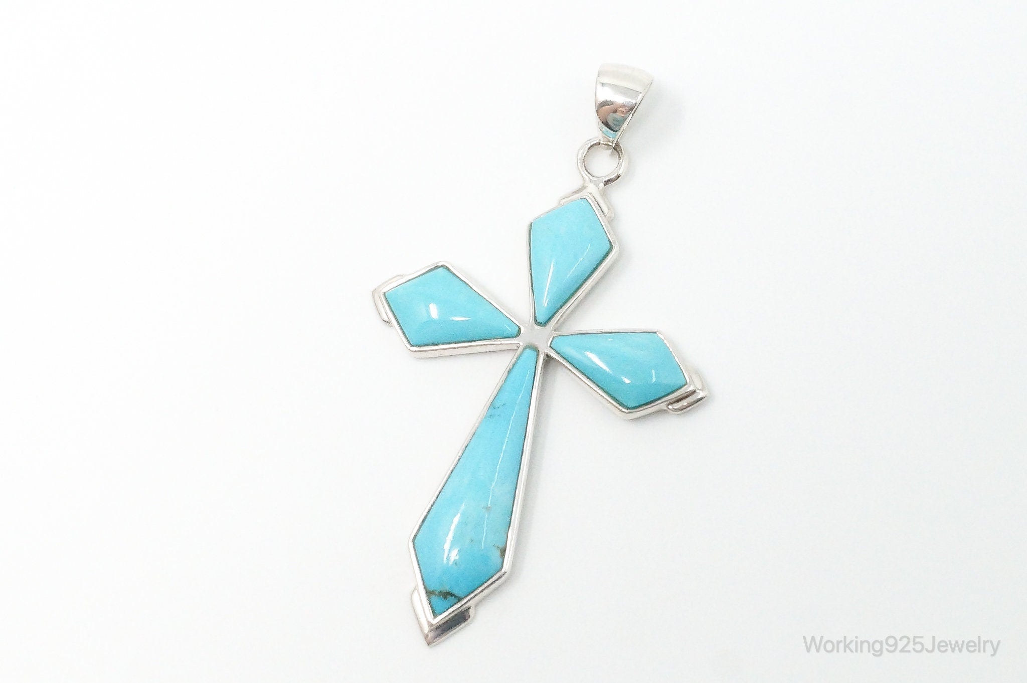 Large Designer SX Turquoise Sterling Silver Southwestern Necklace Pendant | Jewelry > Necklaces > Pendants | Wiccan Center