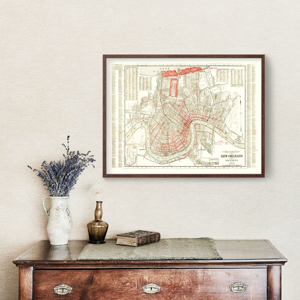 Vintage Map of New Orleans, Louisiana 1925
