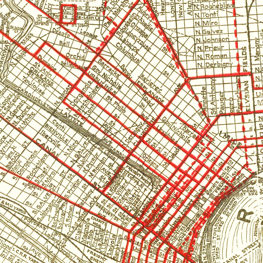 Vintage Map of New Orleans, Louisiana 1925