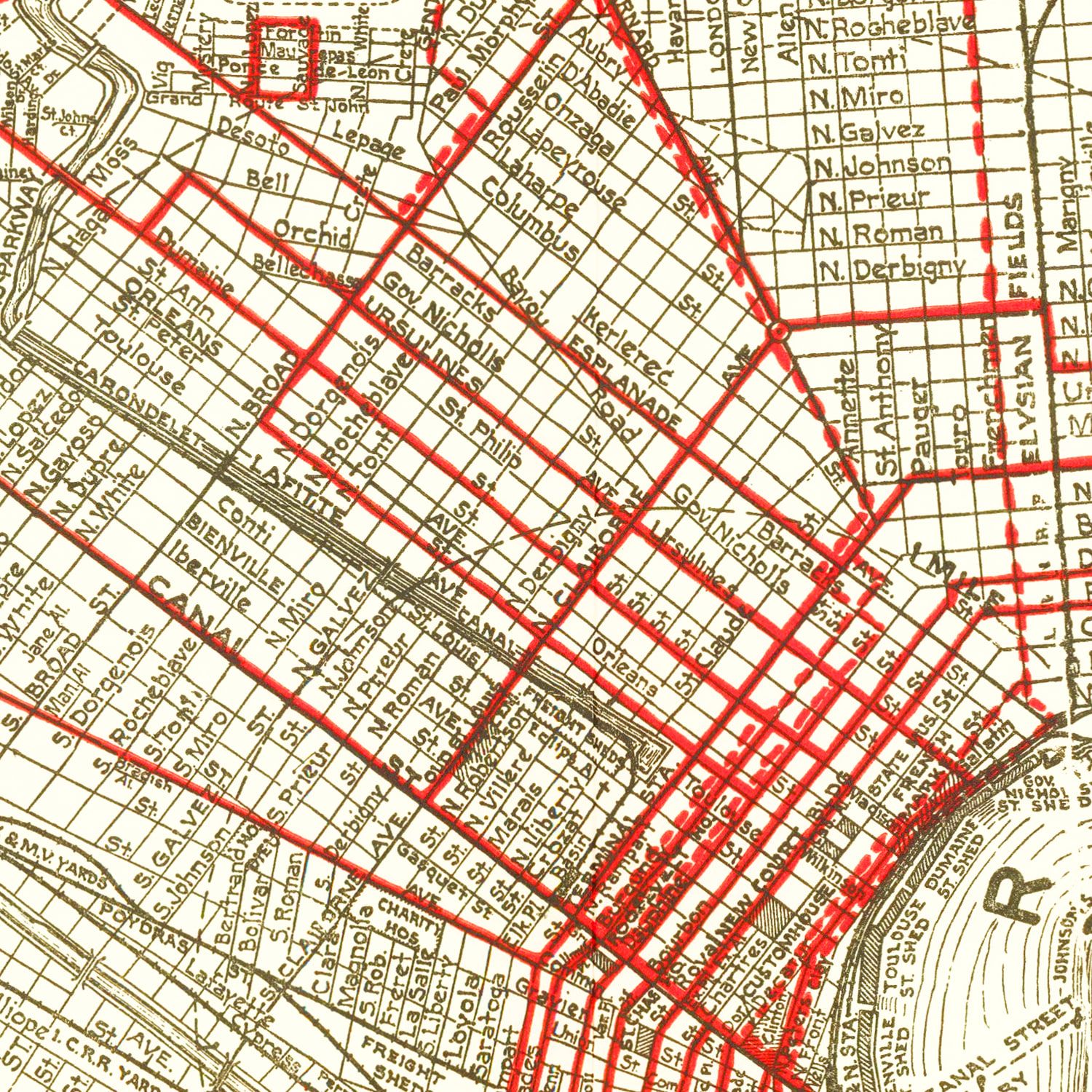 Vintage Map of New Orleans, Louisiana 1925