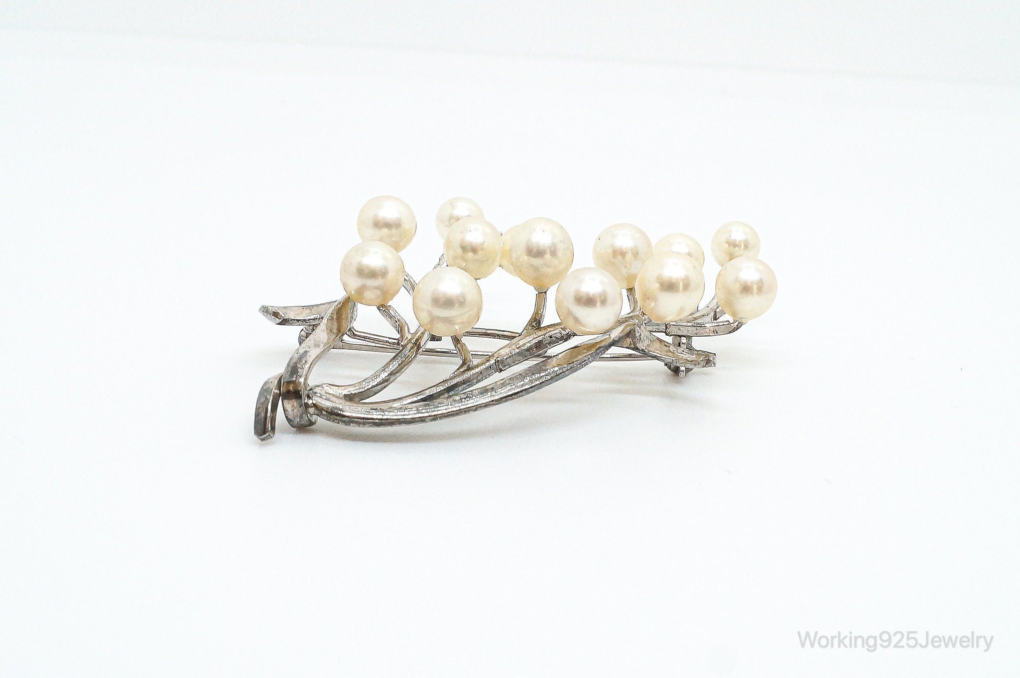 Large Antique Faux Pearl Sterling Silver Brooch Pin | Jewelry > Brooches, Pins & Clips | Wiccan Center