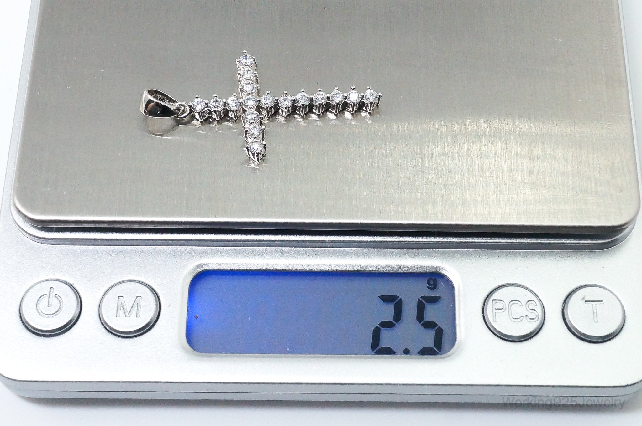 Large Vintage Cubic Zirconia Cross Sterling Silver Necklace Pendant | Jewelry > Necklaces > Pendants | Wiccan Center