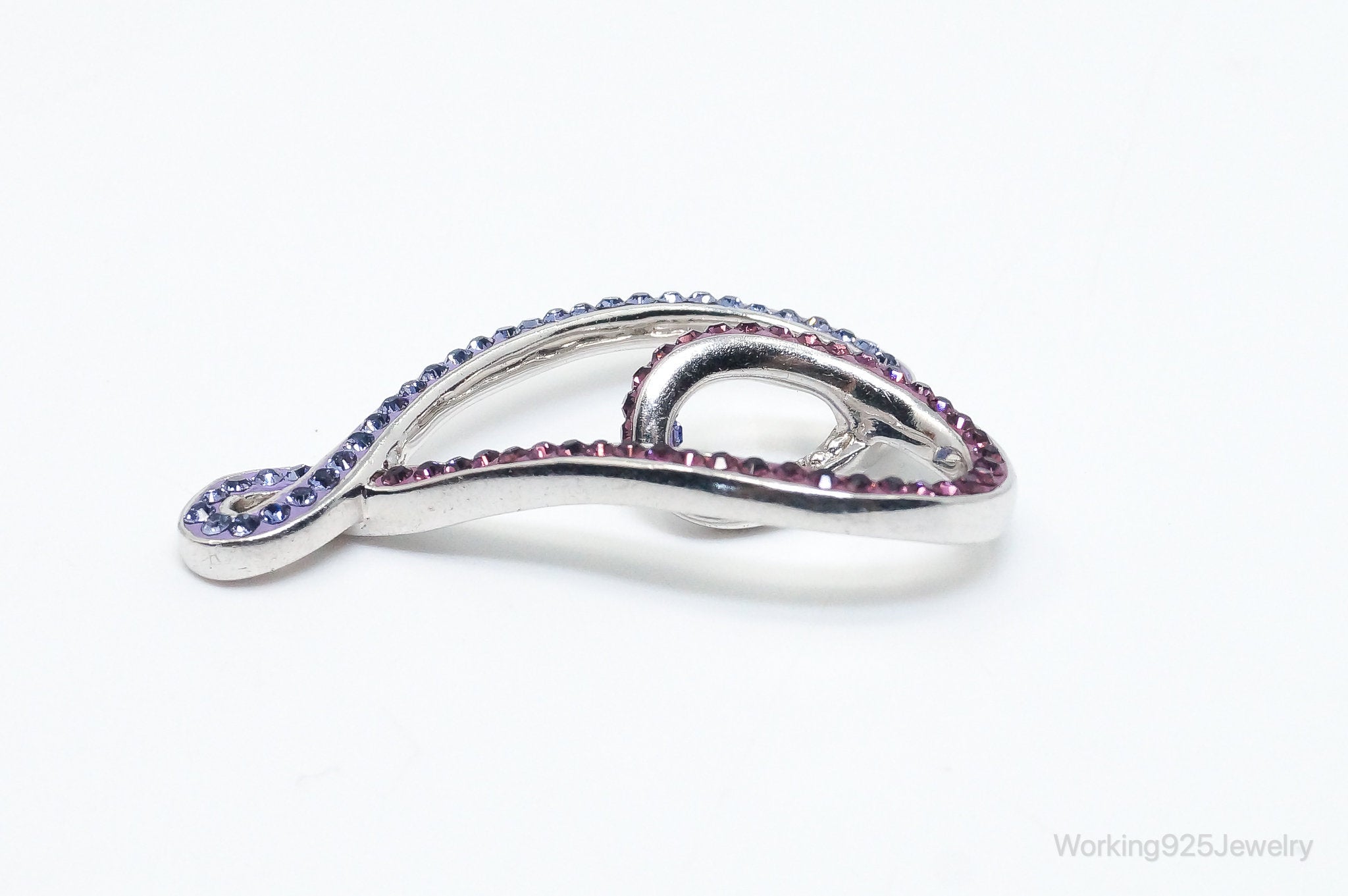 Vintage Large Pink & Purple Cubic Zirconia Sterling Silver Necklace Pendant | Jewelry > Necklaces > Pendants | Wiccan Center