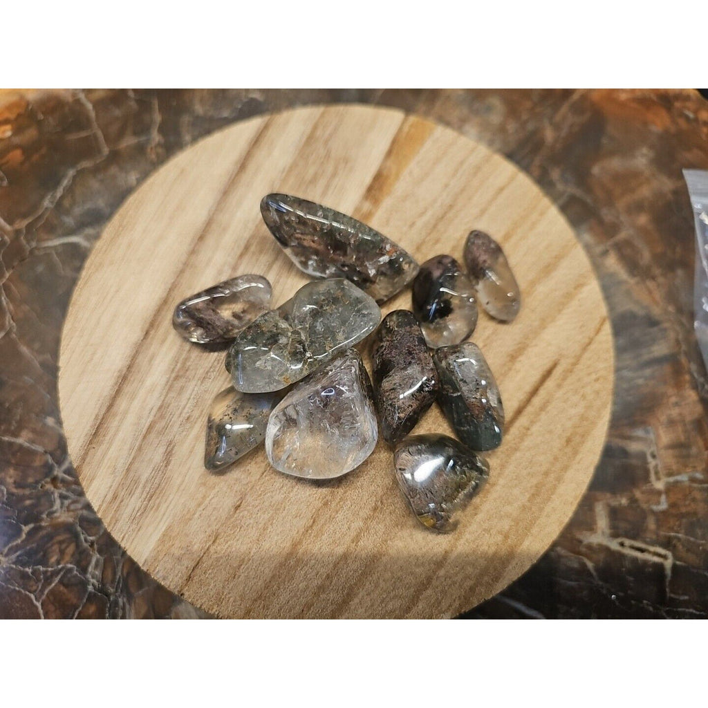 Phantom Ghost Clear Quartz Tumbled Stones — 10-Piece Set, Brazil | CrystalCloud Company