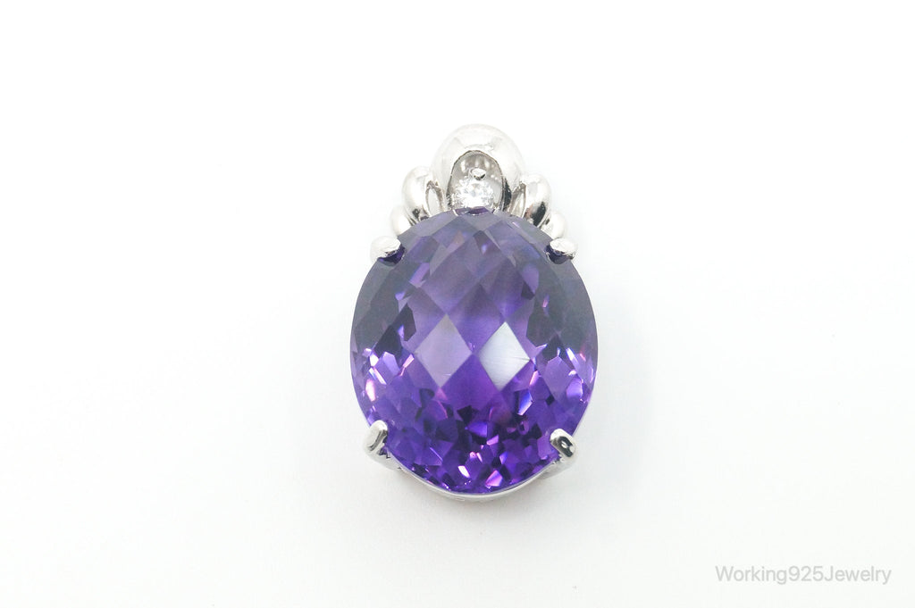 Vintage Amethyst Cubic Zirconia Sterling Silver Necklace Pendant | Jewelry > Necklaces > Pendants | Wiccan Center