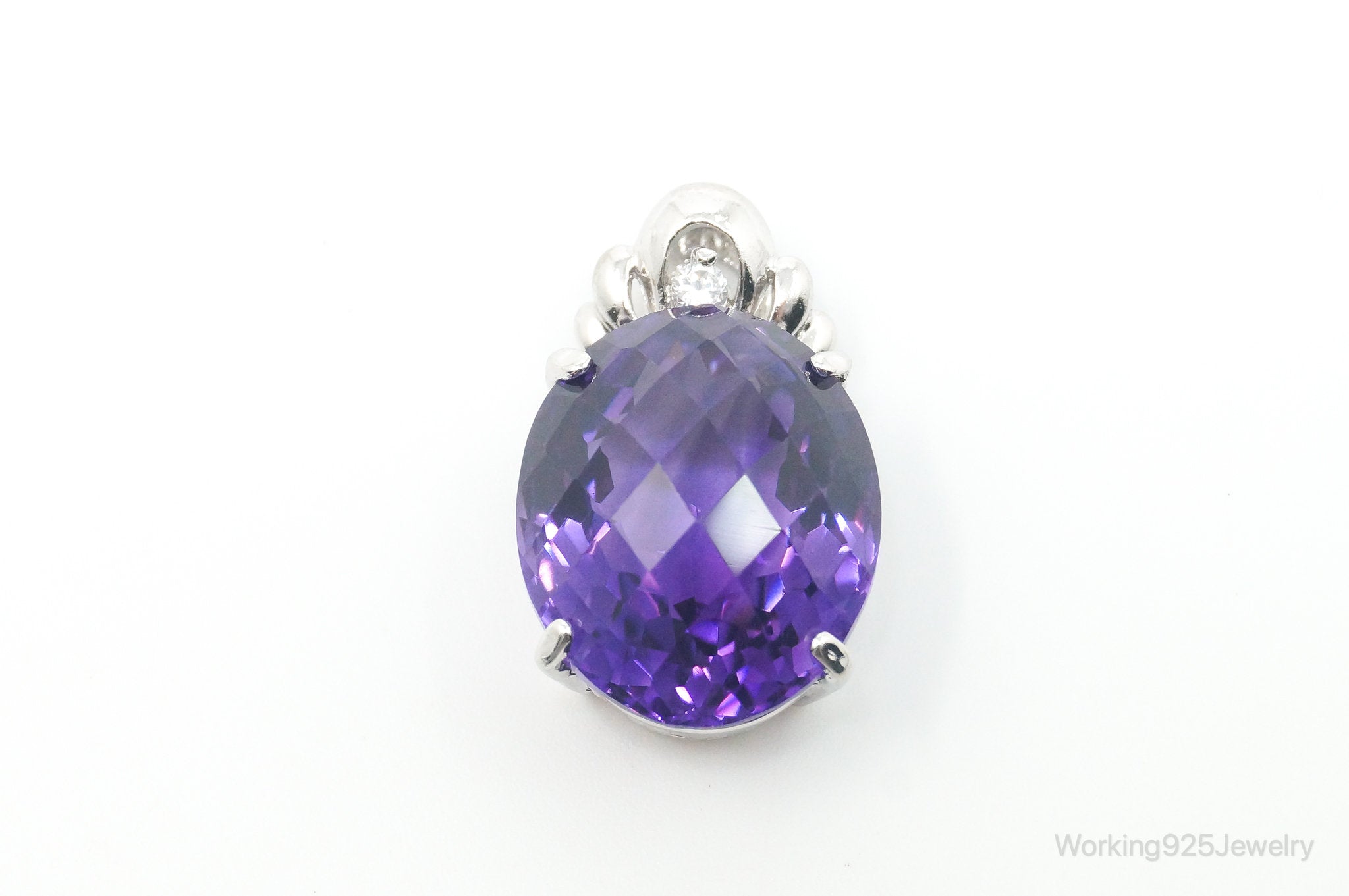 Vintage Amethyst Cubic Zirconia Sterling Silver Necklace Pendant | Jewelry > Necklaces > Pendants | Wiccan Center