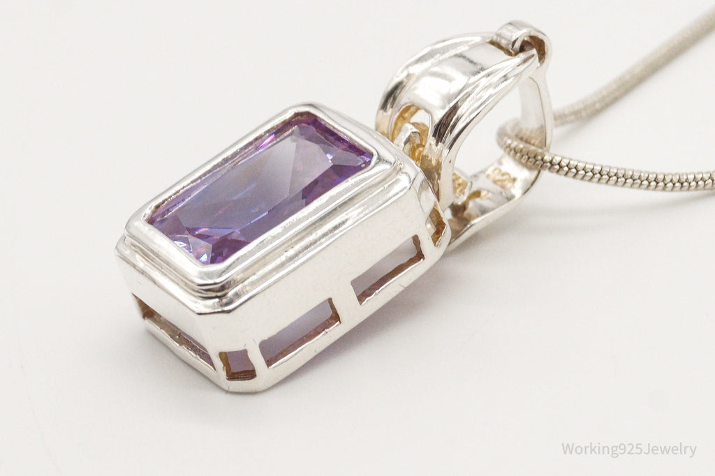Vintage Large Purple Cubic Zirconia Sterling Silver Necklace | Jewelry > Necklaces > Pendants | Wiccan Center