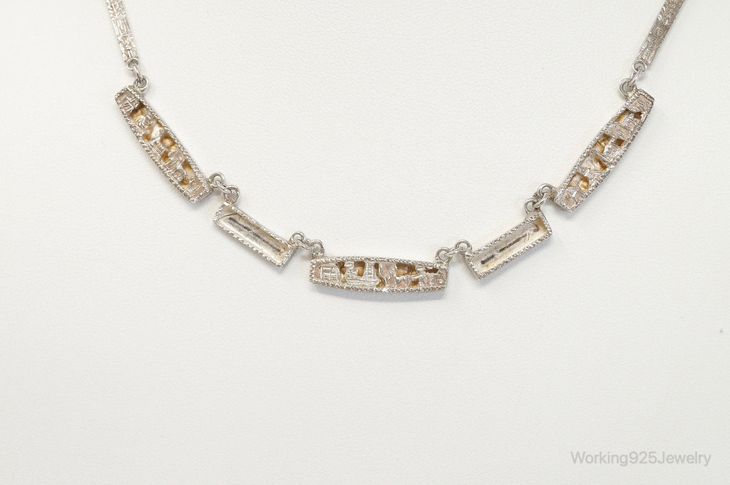 Vintage Southwestern Style Village Scene Sterling Silver Bib Necklace | Jewelry > Necklaces > Pendants | Wiccan Center