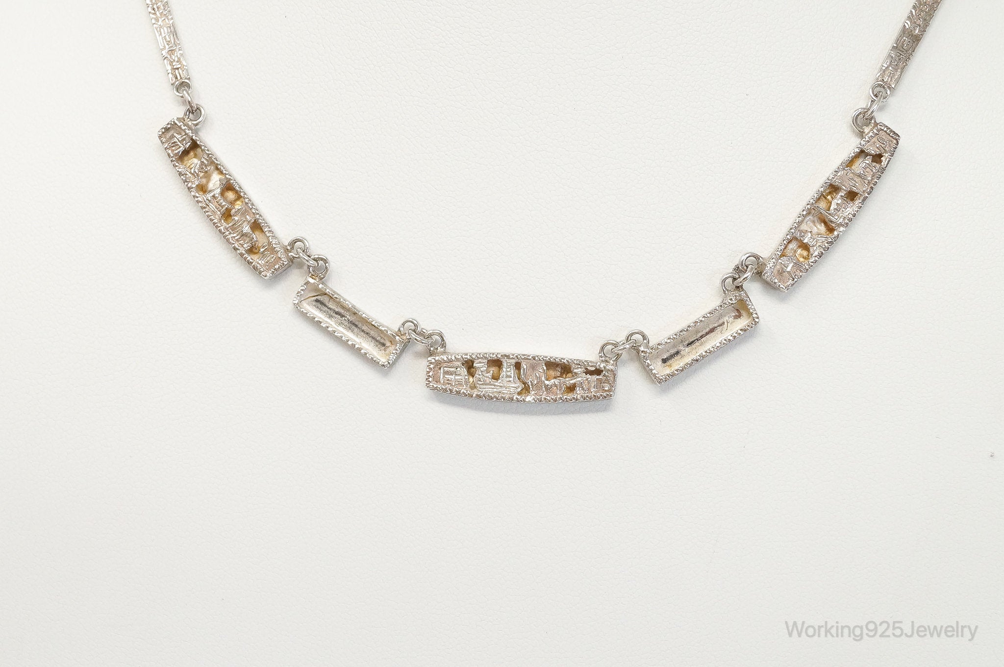 Vintage Southwestern Style Village Scene Sterling Silver Bib Necklace | Jewelry > Necklaces > Pendants | Wiccan Center