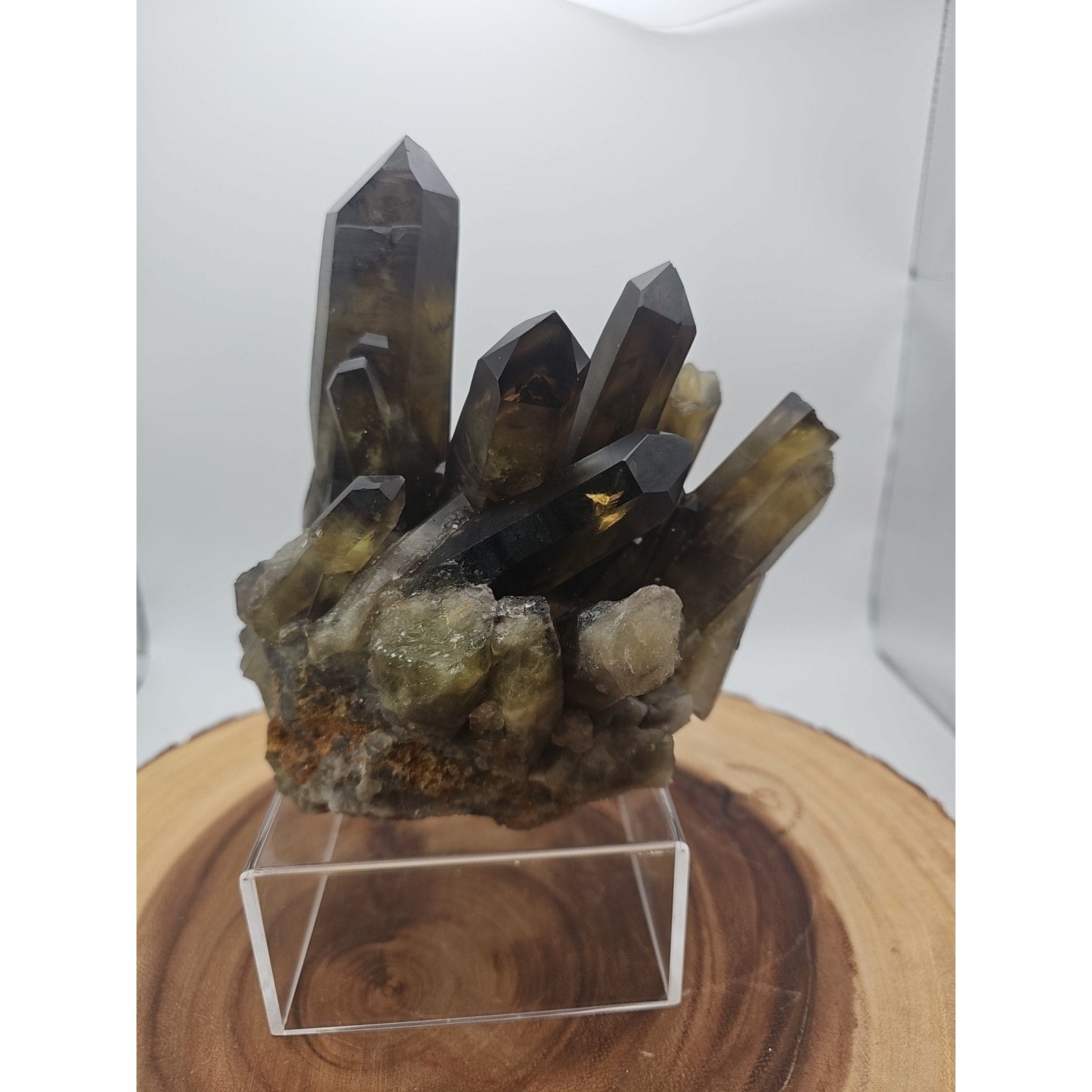 2.77LB Top rare natural beautiful black quartz crystal cluster mineral sample -