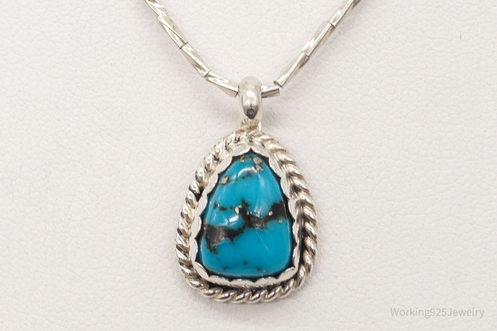 Vintage Native American Herbert Tsosie Blue Turquoise Sterling Silver Necklace | Jewelry > Necklaces | Wiccan Center