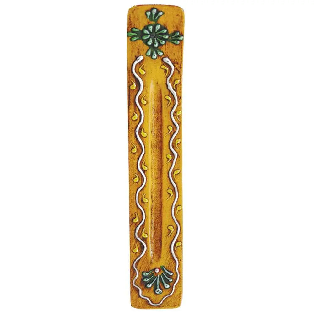 Wooden Incense Stick Ash Catcher (11 in.) - Morrocan Yellow | Incense Burners | Wiccan Center